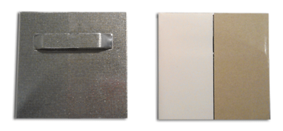 Pack de 4 attaches adhésives en métal 7x7 cm charge 2 kg - accrochage tableau dibond alu plexi - Artiteq