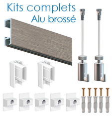 Kits cimaises Click-Rail aluminium brossé Artiteq