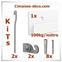 *HS*Kit Classic+ Rail blanc 200 cm /2 tiges 200 cm 4x4 mm-2 crochets-8 fixations