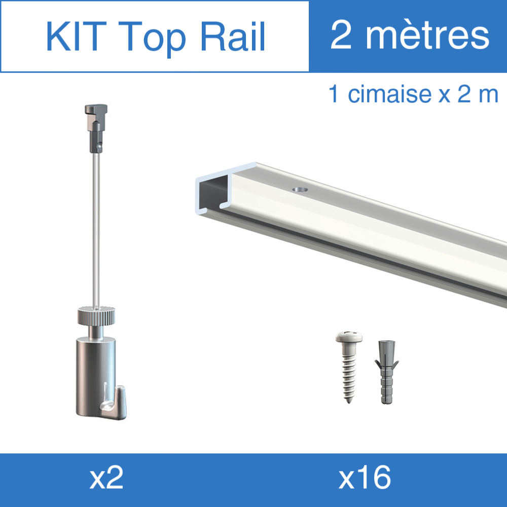 Kit cimaise d'accrochage plafond tout compris pour suspension de tableau -  Artiteq