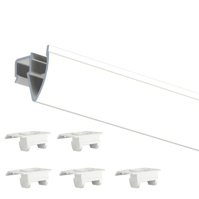 Rail cimaise CLICK UP RAIL blanc brut 200cm avec 5 clips - Cimaise tableau Artiteq