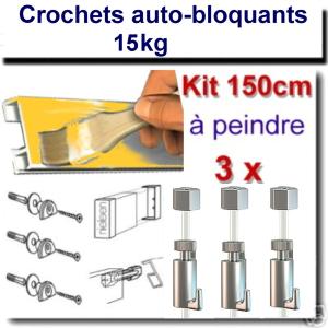 *article épuisé* Kit  Nielsen 150 cm à peindre-3 fils-3 crochets 15 kg-embouts-raccord-fixations