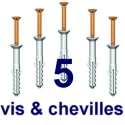 Sachet de 5 vis & chevilles pour clips Click-Rail - Accessoire Cimaise Artiteq