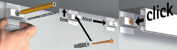 fiche de montage des cimises Click-Rail Artiteq